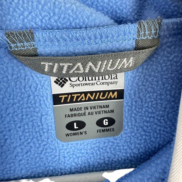 Columbia Titanium Blue White Full Zip Hooded Softshell Jacket Women's Size L - Picture 6 of 7